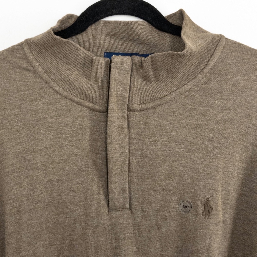 NEW Polo Ralph Lauren Men's 2XLT Big Tall Quarter Zip Pullover Sweater Taupe NWT - Picture 3 of 11